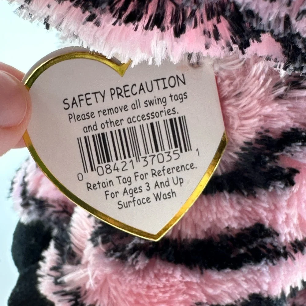 TY Beanie Boos ZOEY the Pink Zebra‎ Glitter Eyes Regular Size 10 inch